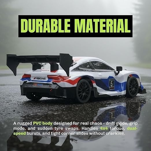 BMW Inspired GHOST RC Drift Car 1:24 – LED Lights, Extra Drift Tires & Rechargeable Battery (multicolour)