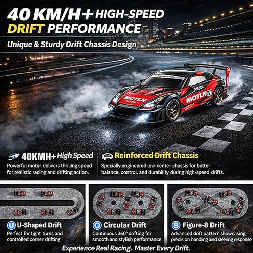 Premium  HGL 4x4 Rc Drifting Car - Rc Drift Cars High Speed Remote Control Drift Car 2.4GHz Remote Control Drift Stunt Off Road Cars 360° Rotation Toys For Kids & Adults Boys & Girls [TurboDrift Pro]