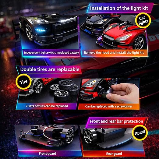 Premium  HGL 4x4 Rc Drifting Car - Rc Drift Cars High Speed Remote Control Drift Car 2.4GHz Remote Control Drift Stunt Off Road Cars 360° Rotation Toys For Kids & Adults Boys & Girls [TurboDrift Pro]