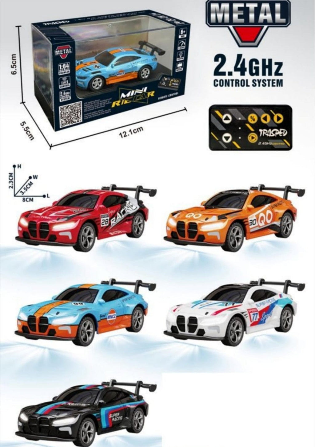 Mini BMW RC Drift Car | 2.4GHz App Control, LED Lights & 3 Speed Modes (Multicolour)