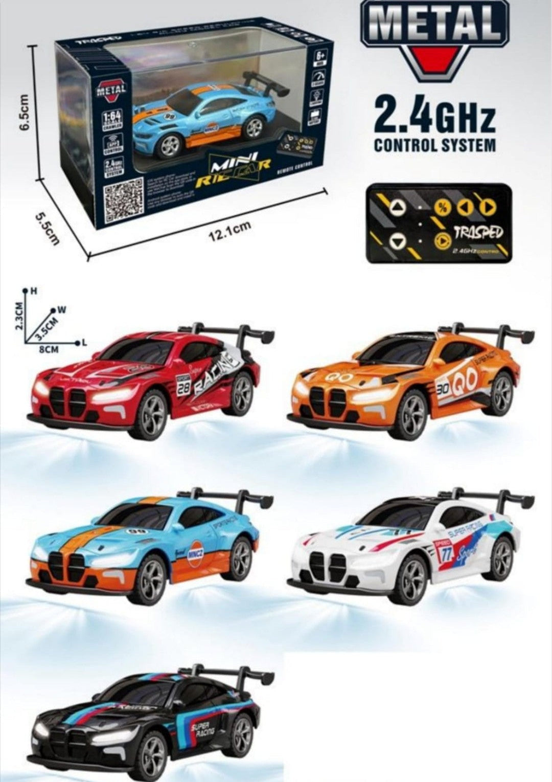 Mini BMW RC Drift Car | 2.4GHz App Control, LED Lights & 3 Speed Modes (Multicolour)