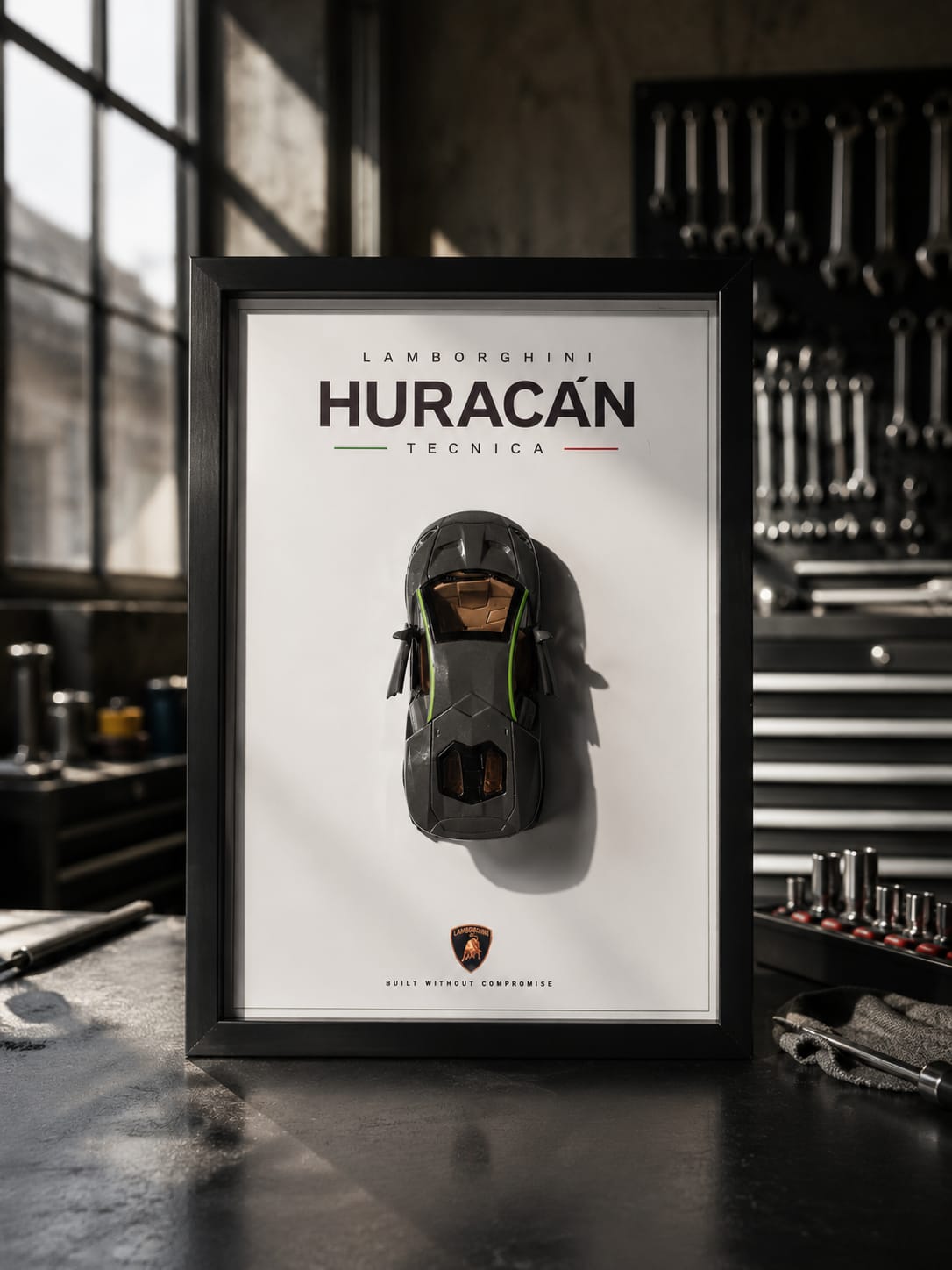 Premium Lamborghini Huracán Tecnica 3D Car Shadow Box Frame | Automotive Wall Art for Car Enthusiasts