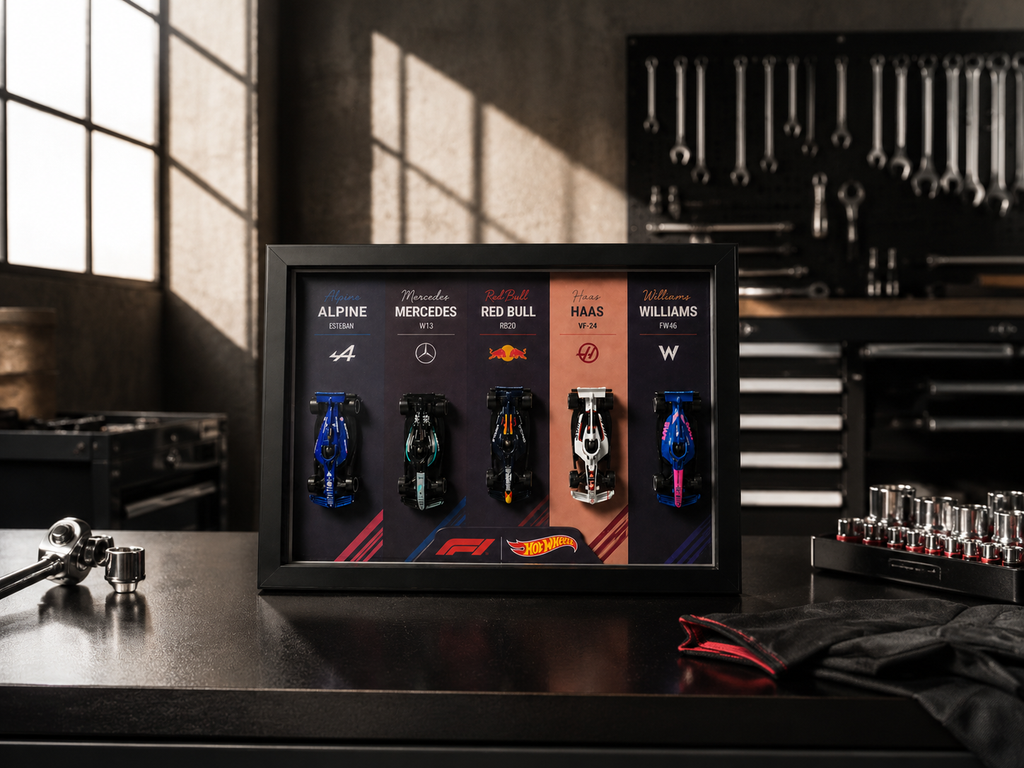 F1 + Hotwheels Team Grid 3D Shadow Box Frame | Hot Wheels F1 Collector's Edition Wall Art